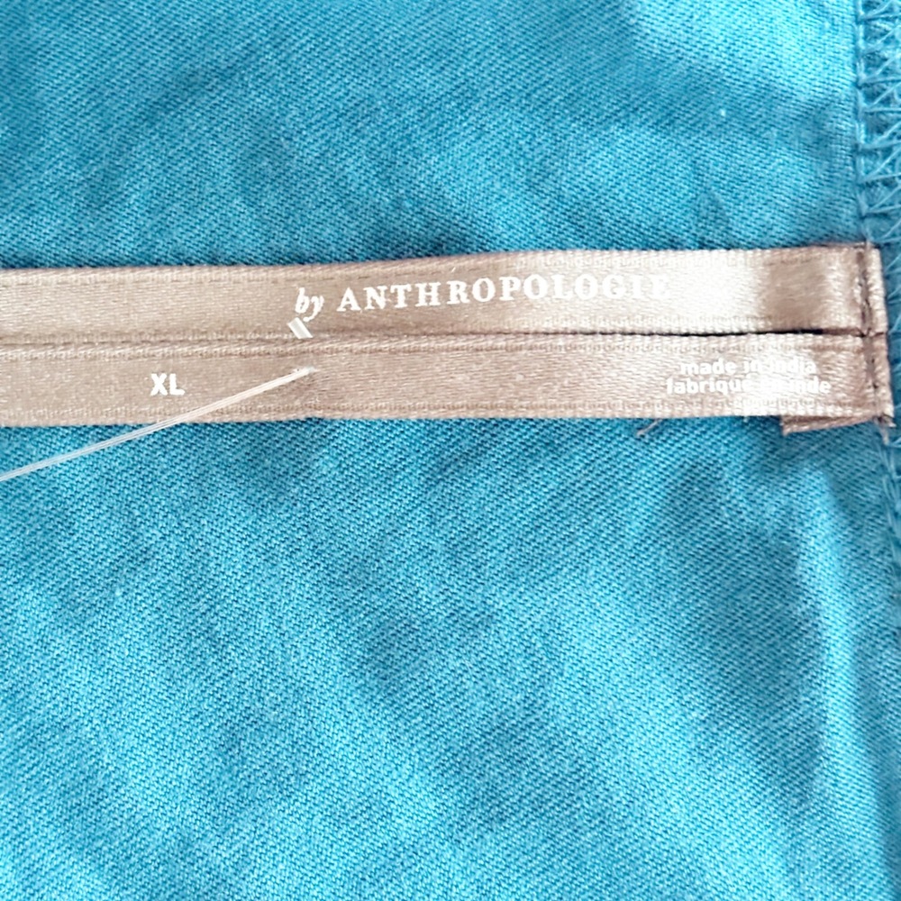 Anthropologie One Shoulder Lace Trim Crop Top Teal Blue Size XL Cotton NWT - Picture 7 of 10